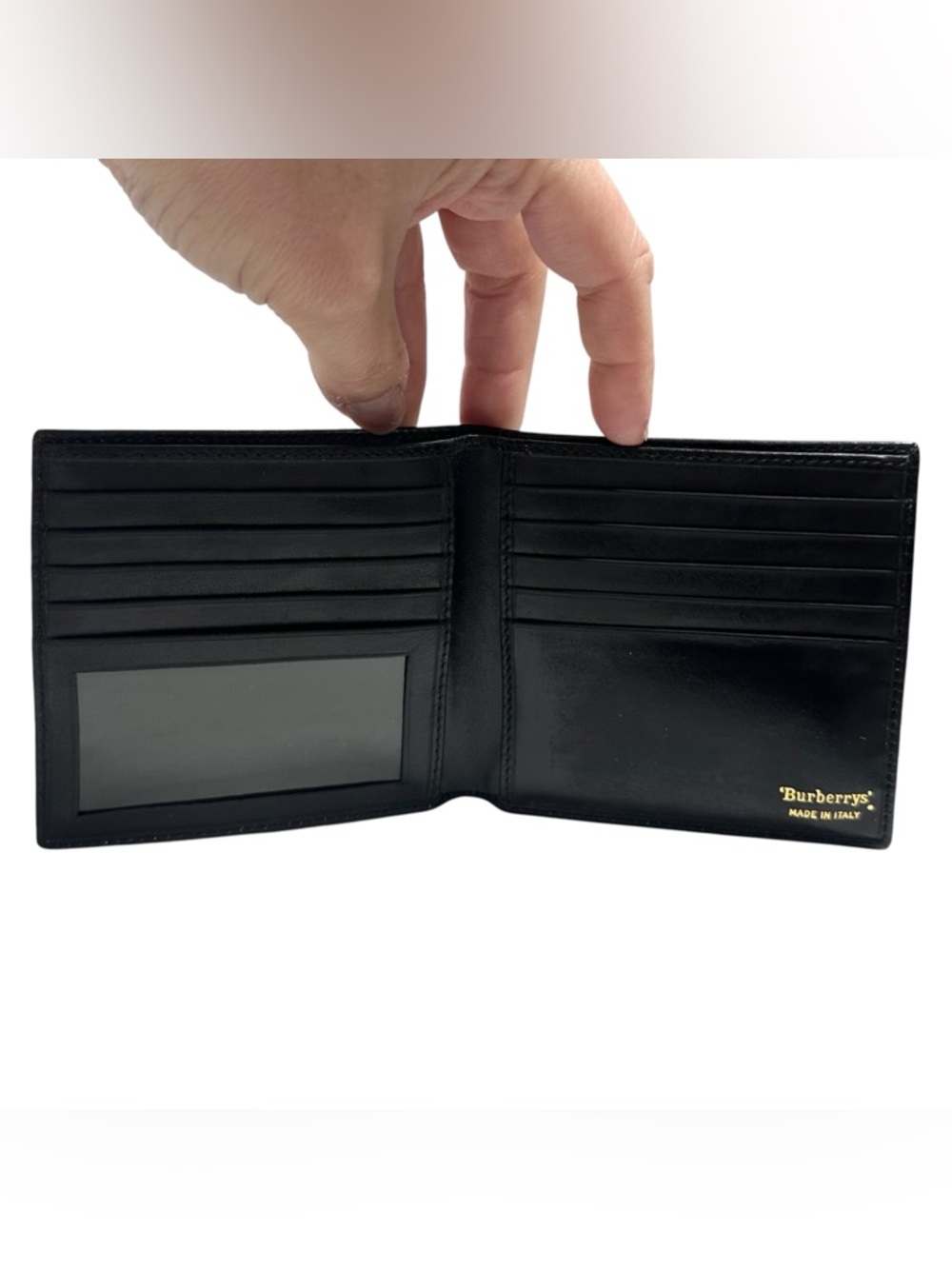 Burberrys Black Leather & Nova Check Men’s Bifold Wallet - Picture 6 of 13